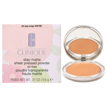 Stay-Matte Sheer Pressed Powder - 03 Stay Beige for Women - 0.27 oz Powder by Clinique