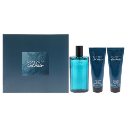 Davidoff Cool Water for Men 3-Piece Gift Set: EDT Spray, Shower Gel, After Shave Balm - 4.2oz, 2.5oz, 2.5oz