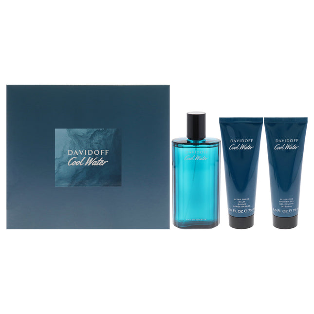 Davidoff Cool Water for Men 3-Piece Gift Set: EDT Spray, Shower Gel, After Shave Balm - 4.2oz, 2.5oz, 2.5oz