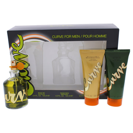 Curve by Liz Claiborne for Men - 3 Pc Gift Set with Cologne Spray, Aftershave Balm and Shower Gel