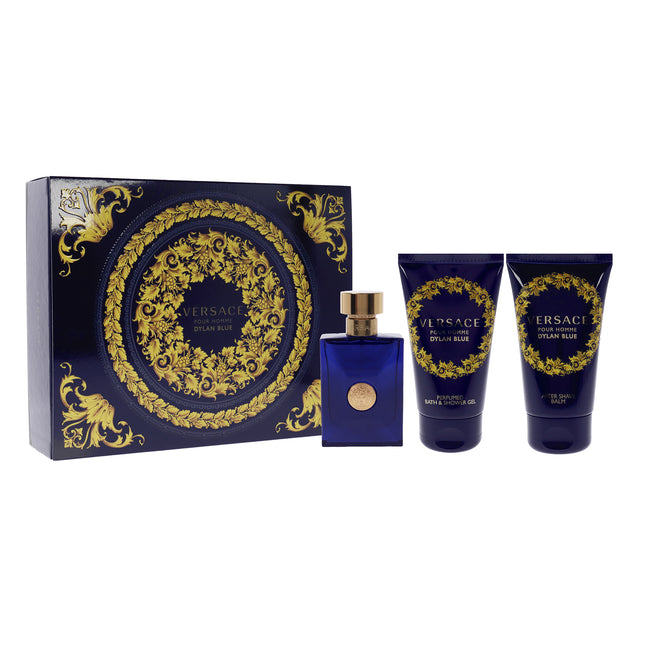 Versace Dylan Blue Men's 3 Pc Gift Set - EDT Spray, After Shave Balm, Bath Shower Gel 1.7oz