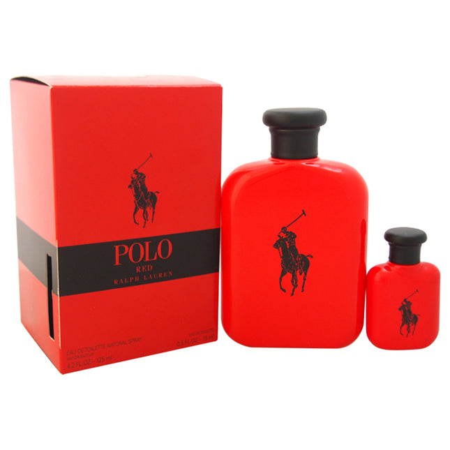 Ralph Lauren Polo Red for Men 2 Pc Gift Set 4.2oz EDT Spray, 0.5oz EDT Spray - Perfect Gift for Him