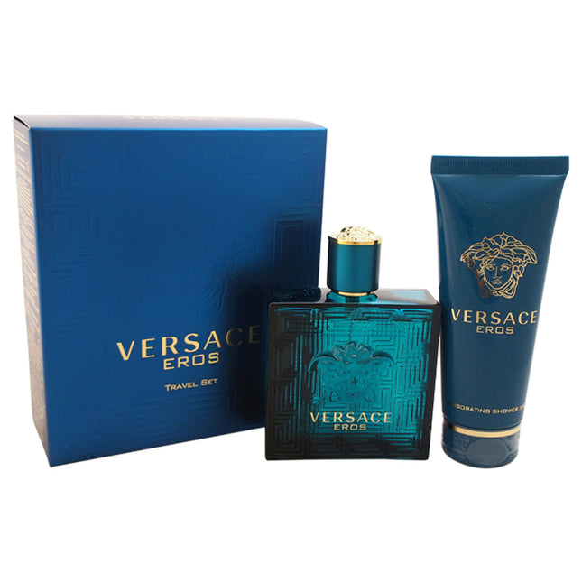 Versace Eros by Versace for Men - 2 Pc Gift Set 3.4oz EDT Spray, 3.4oz Shower Gel - Perfect for the Modern Man