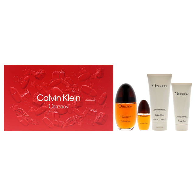 Calvin Klein Obsession for Women 4 Pc Gift Set - EDP Spray, Shower Gel, Body Lotion - 3.3oz, 0.5oz, 3.4oz, 6.7oz