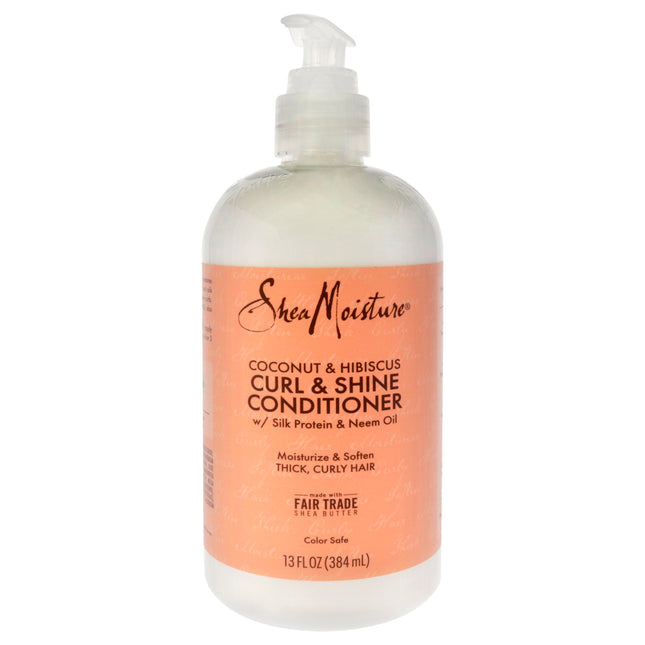 Shea Moisture Coconut Hibiscus Curl and Shine Conditioner - 13 oz Unisex Conditioner for Soft and Defined Curls