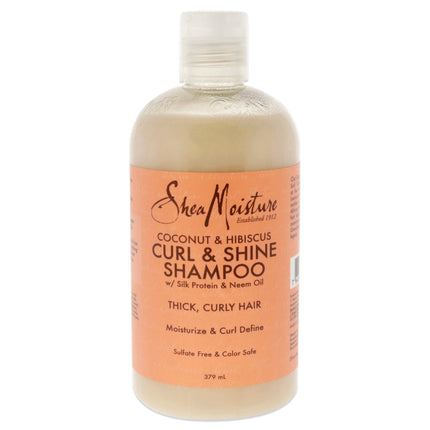Shea Moisture Coconut Hibiscus Curl and Shine Shampoo for Unisex - 13 oz - Moisturizing Shampoo for Defined Curls and Vibrant Shine