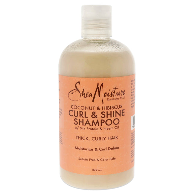 Shea Moisture Coconut Hibiscus Curl and Shine Shampoo for Unisex - 13 oz - Moisturizing Shampoo for Defined Curls and Vibrant Shine