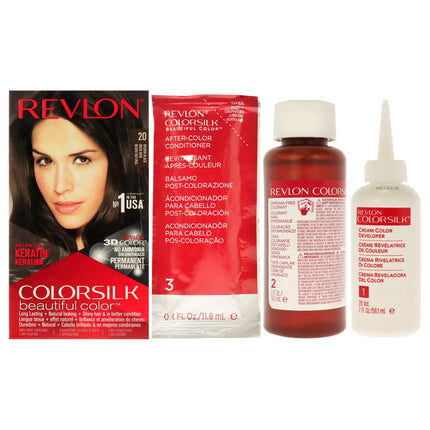 Revlon Colorsilk Beautiful Color 20 Brown Black 2N Hair Color - Unisex 1 Application