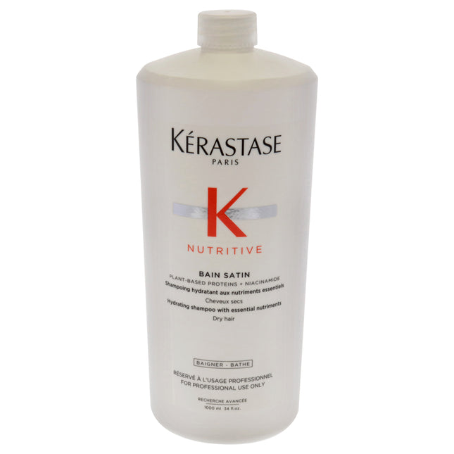 Kerastase Nutritive Bain Satin Shampoo for Unisex - 34 oz Shampoo - Hydrating Hair Care Solution