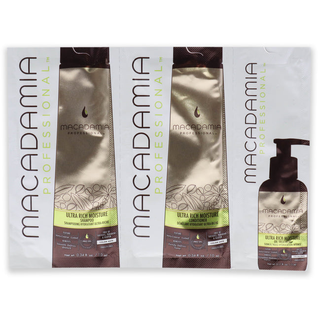 Macadamia Oil Professional Ultra Rich Moisture Set for Unisex - 3 Pc Kit including Shampoo, Conditioner, and Oil Treatment