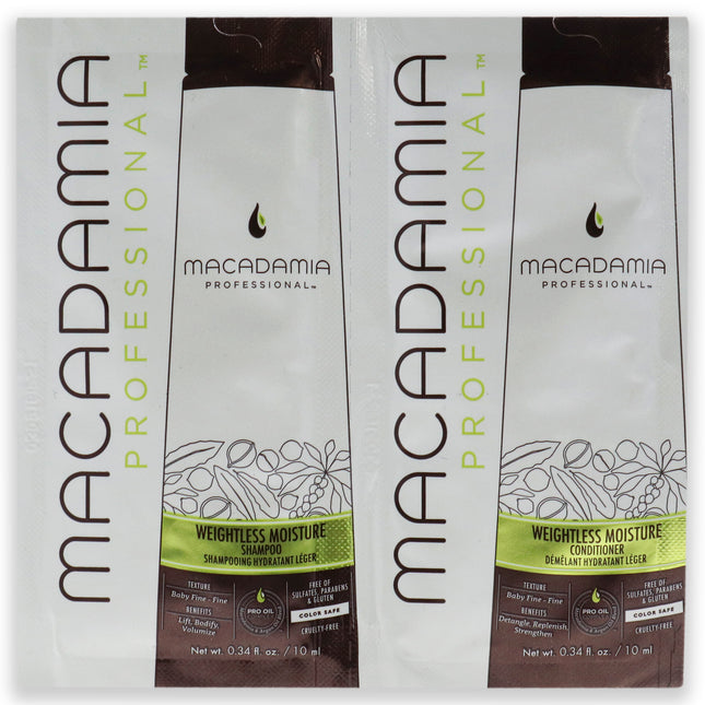 Macadamia Oil Professional Weightless Moisture Set for Unisex - 2 x 0.34 oz Shampoo and Conditioner
