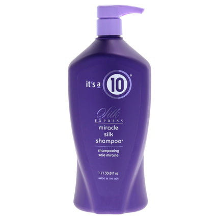 Silk Express Miracle Silk Shampoo by Its A 10 for Unisex - 33.8 oz - Moisturizing Shampoo for Smooth and Silky Hair