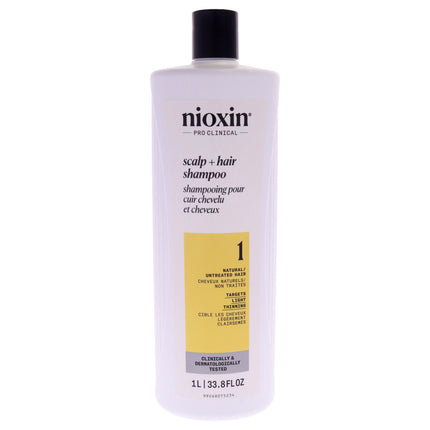 Nioxin System 1 Cleanser Shampoo for Unisex - 33.8 oz - Nourishing Shampoo for Thinning Hair