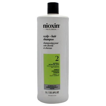 Nioxin System 2 Cleanser Shampoo for Unisex - 33.8 oz - Promotes Thicker, Fuller Hair