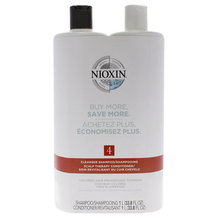Nioxin System 4 Duo for Unisex - 2 Pc 33.8oz Shampoo and Conditioner Set