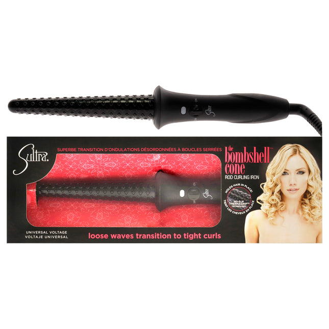 Sultra Bombshell Cone Rod Curling Iron - Black 1 Inch - Unisex Curling Iron