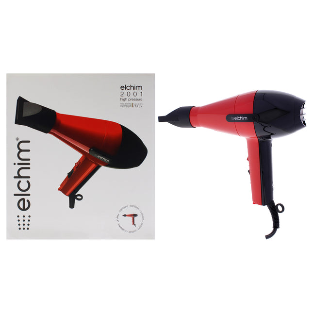 "Elchim 2001 Classic Hair Dryer in Red-Black for Women - Professional Hair Styling Tool"