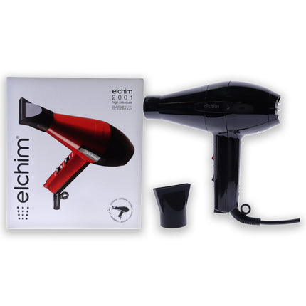 Elchim 2001 High Pressure Hair Dryer in Black - Professional Hair Dryer for Unisex