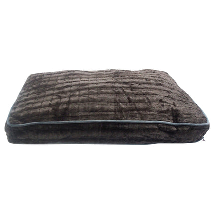 Luxurious Faux Fur Cocoa Rectangle Pet Bed for Unisex - 36 x 27 x 4 Inch Pet Bed by Pet Maison