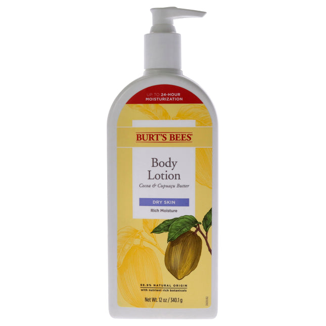 Burts Bees Cocoa and Cupuacu Butters Body Lotion - 12 oz Unisex Body Lotion for Smooth, Hydrated Skin
