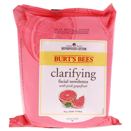 Burts Bees Pink Grapefruit Facial Cleansing Towelettes for Unisex - 30 Count Towelettes