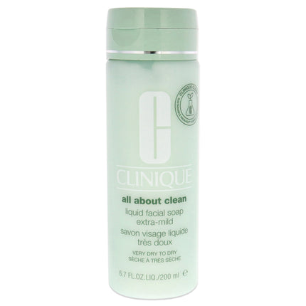 All About Clean Liquid Facial Soap Extra Mild by Clinique for Unisex - 6.7 oz - Gentle Cleanser for All Skin Types