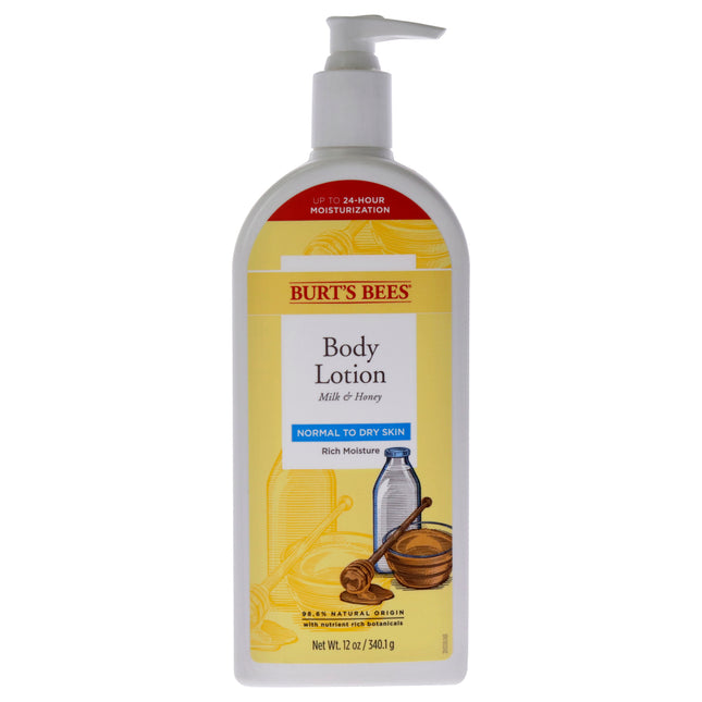 Burts Bees Milk and Honey Body Lotion - 12 oz Unisex Body Lotion for Soft, Hydrated Skin