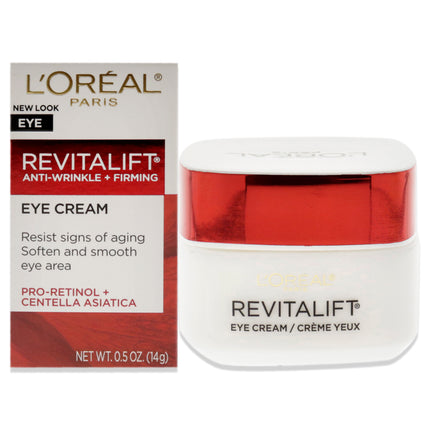 LOreal Paris Revitalift Anti-Wrinkle Plus Firming Eye Cream for Unisex - 0.5 oz Cream for Brighter Eyes and Firmer Skin