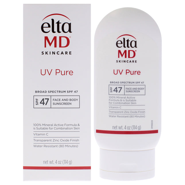 EltaMD UV Pure Face and Body Physical Sunscreen SPF 47 - 4 oz Sunscreen for Unisex