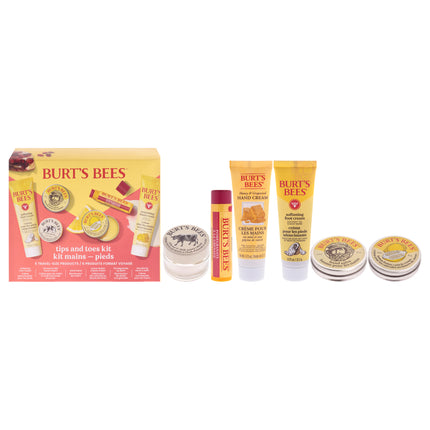 Burts Bees Tips and Toes Kit for Women - 6 Pc Hand and Foot Care Set
