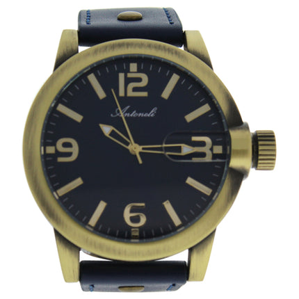 AG1901-08 Gold/Blue Leather Strap Watch by Antoneli for Men - Stylish Timepiece for Everyday Wear