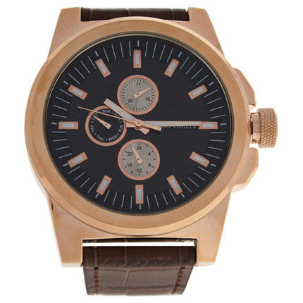 Men's Louis Villiers Rose Gold/Brown Leather Strap Watch - Elegant Timepiece for Him