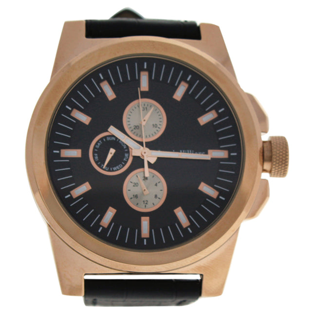 Rose Gold/Brown Leather Strap Watch by Louis Villiers for Men - Elegant Timepiece for Every Occasion