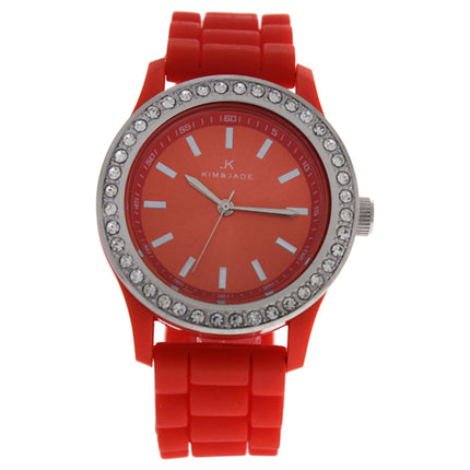 Kim & Jade 2032L-R Orange Silicone Strap Watch for Women - Stylish Timepiece for Everyday Wear
