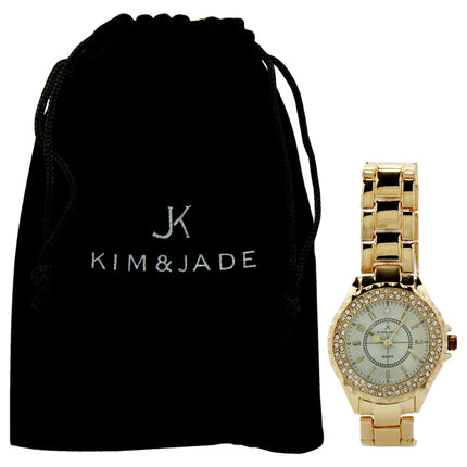 2033L-GW Gold Stainless Steel Bracelet Watch by Kim & Jade for Women - Elegant Timepiece for Her