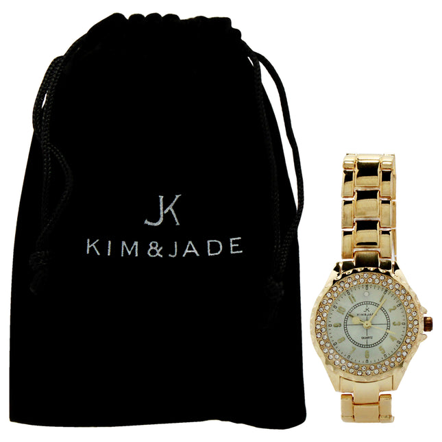 2033L-GW Gold Stainless Steel Bracelet Watch by Kim & Jade for Women - Elegant Timepiece for Her