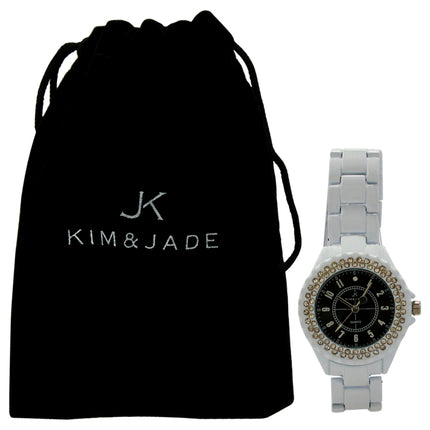 2033L-WB White Stainless Steel Bracelet Watch by Kim & Jade for Women - Elegant and Stylish Timepiece for Women