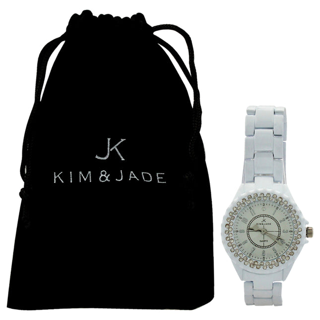 Kim & Jade 2033L-WS White Stainless Steel Bracelet Watch for Women - Stylish Timepiece for Everyday Wear