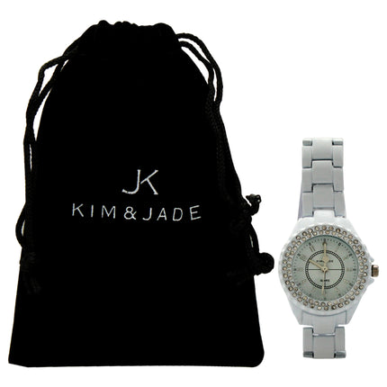 Kim & Jade Women's White Stainless Steel Bracelet Watch - 2033L-WW