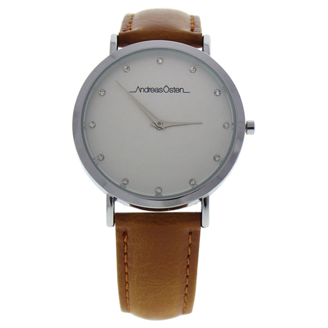 Andreas Osten AO-18 Klassisk Silver/Brown Leather Strap Watch for Women - Stylish Timepiece for Everyday Wear