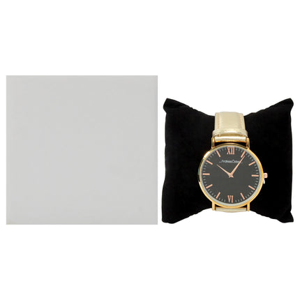 Andreas Osten Women's AO-187 Hygge Gold-Black Leather Strap Watch - Stylish Timepiece for Women