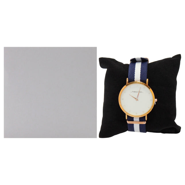 Rose Gold-Navy Blue-White Nylon Strap Watch for Women by Andreas Osten - AO-19 Somand