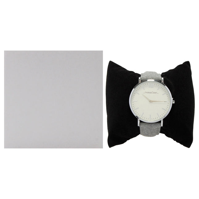 Stylish AO-194 Toutes Silver-Grey Tweed Leather Strap Watch by Andreas Osten for Women