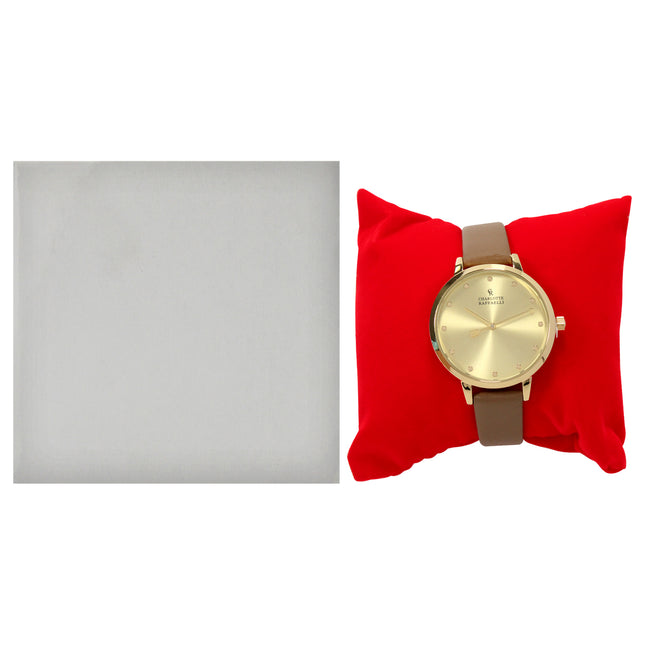 Charlotte Raffaelli Women's Gold-Brown Leather Strap Watch - La Basic