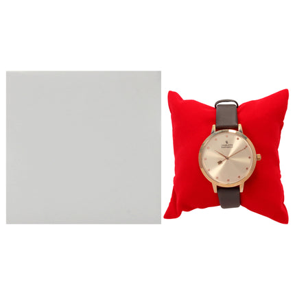Charlotte Raffaelli CRB006 La Basic Rose Gold-Brown Leather Strap Watch for Women