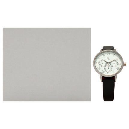 Charlotte Raffaelli La Basic Silver-Grey Leather Strap Watch for Women - Stylish Timepiece for Every Occasion