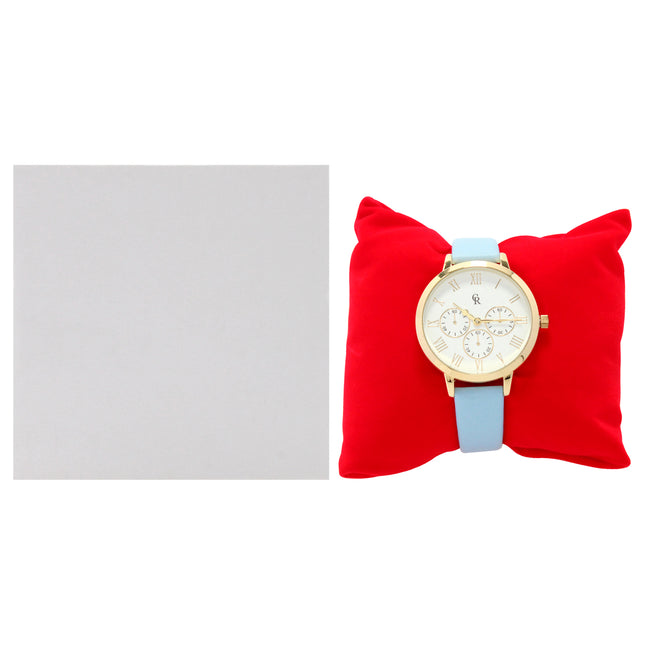 Charlotte Raffaelli Women's La Basic Gold-Light Blue Leather Strap Watch - Elegant Timepiece for Women