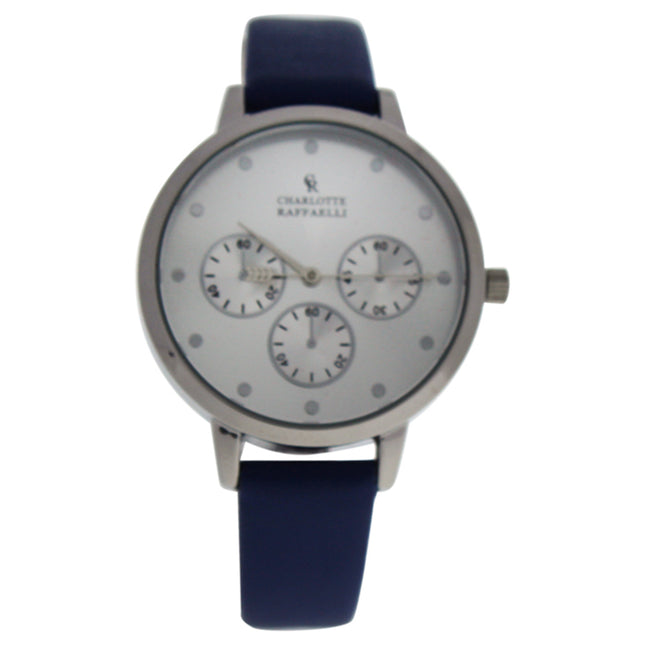 Charlotte Raffaelli Women's La Basic Silver/Blue Leather Strap Watch - Stylish Timepiece for Every Occasion