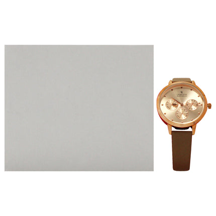 Charlotte Raffaelli La Basic Rose Gold-Brown Leather Strap Watch for Women - Stylish Timepiece for Every Occasion
