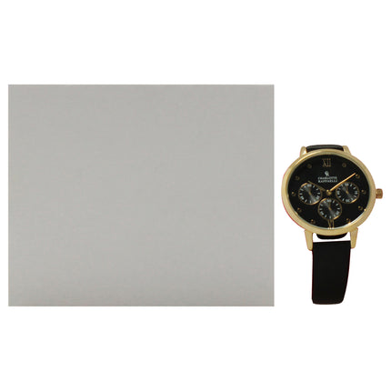 Charlotte Raffaelli La Basic Gold-Black Leather Strap Watch for Women - Stylish Timepiece for Every Occasion